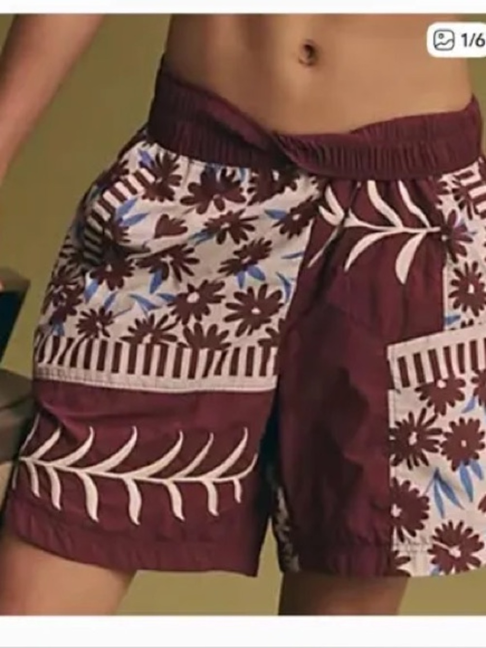 Free People Floral Patchwork Shorts - Burgundy & White